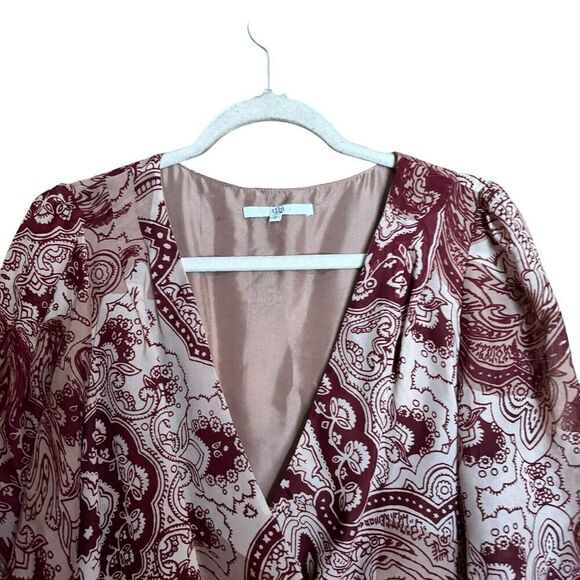 Tibi Surplice Dress Womens 12 Multicolor Paisley Floral Print Silk Cocktail - Picture 3 of 10